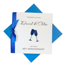 Load image into Gallery viewer, 45th Anniversary Card - Sapphire 45 Year Wedding Anniversary Luxury Greeting Card Personalised - Champagne