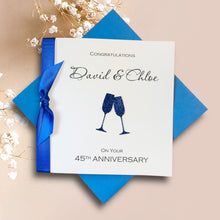 Load image into Gallery viewer, 45th Anniversary Card - Sapphire 45 Year Wedding Anniversary Luxury Greeting Card Personalised - Champagne