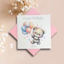 Load image into Gallery viewer, Birthday Card - Personalised Greeting Card - Pink Balloon 1