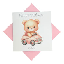Load image into Gallery viewer, Birthday Card - Personalised Greeting Card - Pink Car