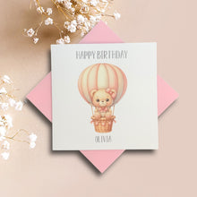 Load image into Gallery viewer, Birthday Card - Personalised Greeting Card - Pink Hot Air Balloon