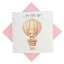 Load image into Gallery viewer, Birthday Card - Personalised Greeting Card - Pink Hot Air Balloon