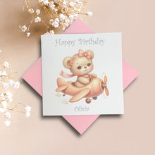 Load image into Gallery viewer, Birthday Card - Personalised Greeting Card - Pink Aeroplane