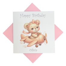 Load image into Gallery viewer, Birthday Card - Personalised Greeting Card - Pink Aeroplane
