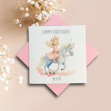 Load image into Gallery viewer, Birthday Card - Personalised Greeting Card - Princess Horse