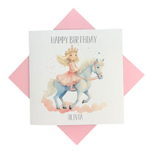 Load image into Gallery viewer, Birthday Card - Personalised Greeting Card - Princess Horse