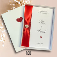 Load image into Gallery viewer, Wedding Day Invite Invitation Card - Bride & Groom - Envelope or Gift Box - 20 Colour Choice - Choose Pack Quantity