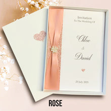 Load image into Gallery viewer, Wedding Day Invite Invitation Card - Handmade Personalised - 20 Colour Choice - Envelope or Gift Box - Bride & Groom - Choose Pack Quantity