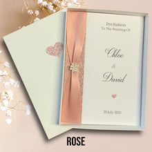 Load image into Gallery viewer, Wedding Day Invite Invitation Card - Bride & Groom - Envelope or Gift Box - 20 Colour Choice - Choose Pack Quantity