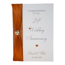 Load image into Gallery viewer, 21st Wedding Anniversary Card - Brass 21 Year Twenty First Anniversary Luxury Greeting Card, Personalised