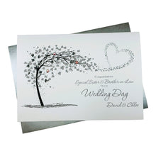 Load image into Gallery viewer, Sister & Brother-in-Law Wedding Day Card - Bride & Groom Luxury Greeting Personalised - Sweeping Heart