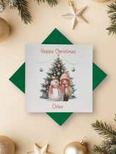 Load image into Gallery viewer, Personalised Christmas Card - Greeting Card Personalised - Snowman Girl