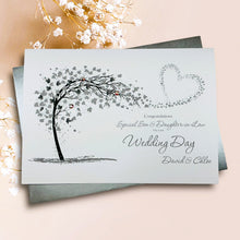Load image into Gallery viewer, Son & Daughter-in-Law Wedding Day Card - Bride & Groom Luxury Greeting Personalised - Sweeping Heart