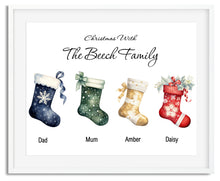 Load image into Gallery viewer, Christmas Stocking Family Watercolour Print