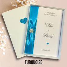 Load image into Gallery viewer, Wedding Day Invite Invitation Card - Bride & Groom - Envelope or Gift Box - 20 Colour Choice - Choose Pack Quantity