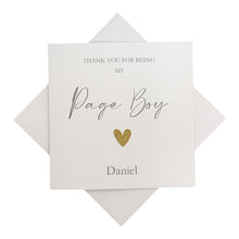 Load image into Gallery viewer, Thank You For Being My Page Boy Greeting Card - Heart Colour Choice