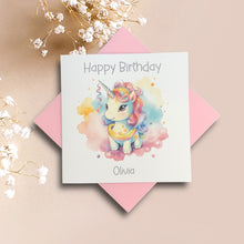Load image into Gallery viewer, Birthday Card - Personalised Greeting Card - Unicorn 1