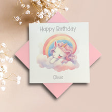 Load image into Gallery viewer, Birthday Card - Personalised Greeting Card - Unicorn 3