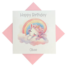 Load image into Gallery viewer, Birthday Card - Personalised Greeting Card - Unicorn 3