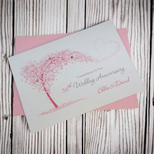 Load image into Gallery viewer, 56th Wedding Anniversary Card - Day 56 Year Fifty Sixth Anniversary Luxury Greeting Personalised - Sweeping Heart