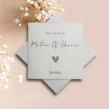 Load image into Gallery viewer, Will You Be My Matron Of Honour Greeting Card - Heart Colour Choice