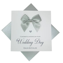 Load image into Gallery viewer, Wedding Day Card - Luxury Greeting Card Personalised - Regal Bow