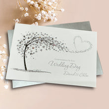 Load image into Gallery viewer, Wedding Day Card - Bride & Groom Luxury Greeting Personalised - Sweeping Heart