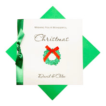 Load image into Gallery viewer, Wreath Christmas Card - Luxury Greeting Card Personalised