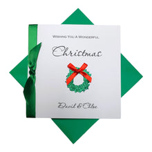 Load image into Gallery viewer, Wreath Christmas Card - Luxury Greeting Card Personalised