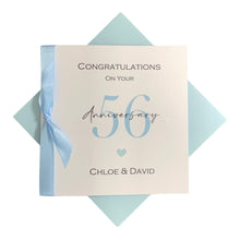 Load image into Gallery viewer, 56th Wedding Anniversary Card - 56 Year Fifty Sixth Greeting Gift Wife Husband Parents Friends - 17 Colours - Ribbon Number