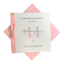 Load image into Gallery viewer, 44th Wedding Anniversary Card - 44 Year Forty Fourth Greeting Gift Wife Husband Parents Couple - 17 Colours -- Ribbon Number