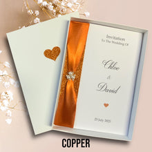 Load image into Gallery viewer, Wedding Day Invite Invitation Card - Bride & Groom - Envelope or Gift Box - 20 Colour Choice - Choose Pack Quantity