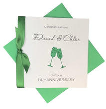 Load image into Gallery viewer, 14th Anniversary Card - Ivory 14 Year Wedding Anniversary Luxury Greeting Card Personalised - Champagne