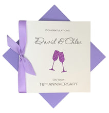 Load image into Gallery viewer, 18th Anniversary Card - Porcelain 18 Year Wedding Anniversary Luxury Greeting Card Personalised - Champagne