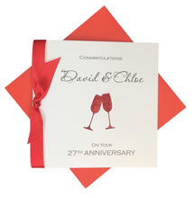 Load image into Gallery viewer, 27th Anniversary Card - Sculpture 27 Year Wedding Anniversary Luxury Greeting Card Personalised - Champagne