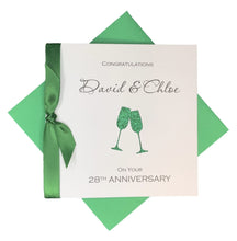 Load image into Gallery viewer, 28th Anniversary Card - Orchid 28 Year Wedding Anniversary Luxury Greeting Card Personalised - Champagne
