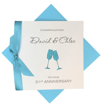 Load image into Gallery viewer, 31st Anniversary Card - 31 Year Wedding Anniversary Luxury Greeting Card Personalised - Champagne