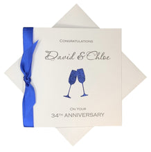 Load image into Gallery viewer, 34th Anniversary Card - 34 Year Wedding Anniversary Luxury Greeting Card Personalised - Champagne
