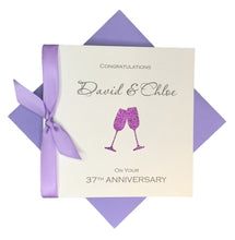 Load image into Gallery viewer, 37th Anniversary Card - 37 Year Wedding Anniversary Luxury Greeting Card Personalised - Champagne