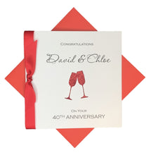 Load image into Gallery viewer, 40th Anniversary Card - Ruby 40 Year Wedding Anniversary Luxury Greeting Card Personalised - Champagne