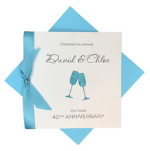 Load image into Gallery viewer, 42nd Anniversary Card - 42 Year Wedding Anniversary Luxury Greeting Card Personalised - Champagne