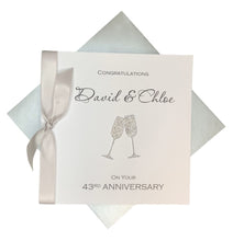 Load image into Gallery viewer, 43rd Anniversary Card - 43 Year Wedding Anniversary Luxury Greeting Card Personalised - Champagne
