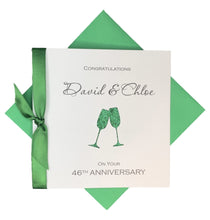 Load image into Gallery viewer, 46th Anniversary Card - 46 Year Wedding Anniversary Luxury Greeting Card Personalised - Champagne