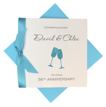 Load image into Gallery viewer, 56th Anniversary Card - 56 Year Wedding Anniversary Luxury Greeting Card Personalised - Champagne