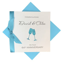 Load image into Gallery viewer, 64th Anniversary Card - 64 Year Wedding Anniversary Luxury Greeting Card Personalised - Champagne