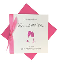 Load image into Gallery viewer, 66th Anniversary Card - 66 Year Wedding Anniversary Luxury Greeting Card Personalised - Champagne