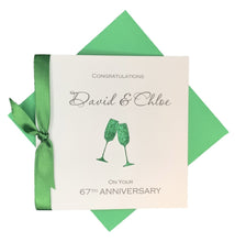 Load image into Gallery viewer, 67th Anniversary Card - 67 Year Wedding Anniversary Luxury Greeting Card Personalised - Champagne