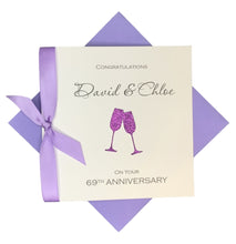 Load image into Gallery viewer, 69th Anniversary Card - 69 Year Wedding Anniversary Luxury Greeting Card Personalised - Champagne