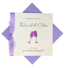 Load image into Gallery viewer, 9th Anniversary Card - Pottery 9 Year Ninth Wedding Anniversary Luxury Greeting Card Personalised - Champagne