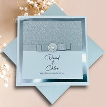 Load image into Gallery viewer, Wedding Day Invite Invitation Card - Handmade Personalised - 12 Colour Choice - Envelope or Gift Box - Bride & Groom - Choose Pack Quantity (D5)